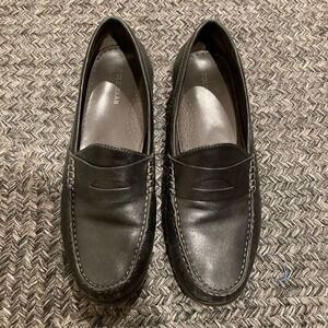 Cole Haan Leather Moc Toe Penny Loafers Black Women's 8.5 Academic Preppy